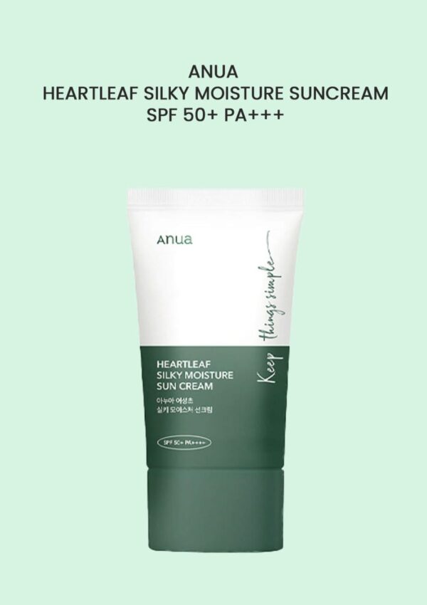 (Korean)Anua Heartleaf Silky Moisture Sun Cream 50ml SPF50+PA++++ 아누아 어성초 실키 모이스처 선크림 50ml SPF50+PA++++