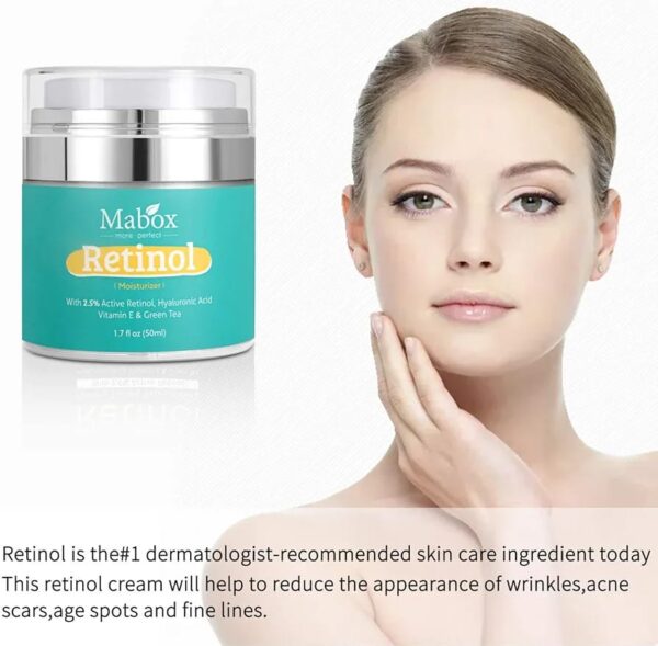 Mabox Moisturizer Cream for Face and Eye Area with 2.5% Active Retinol, Hyaluronic Acid, Vitamin E (1.7 Fl. Oz)