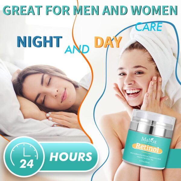Mabox Moisturizer Cream for Face and Eye Area with 2.5% Active Retinol, Hyaluronic Acid, Vitamin E (1.7 Fl. Oz) - Image 4