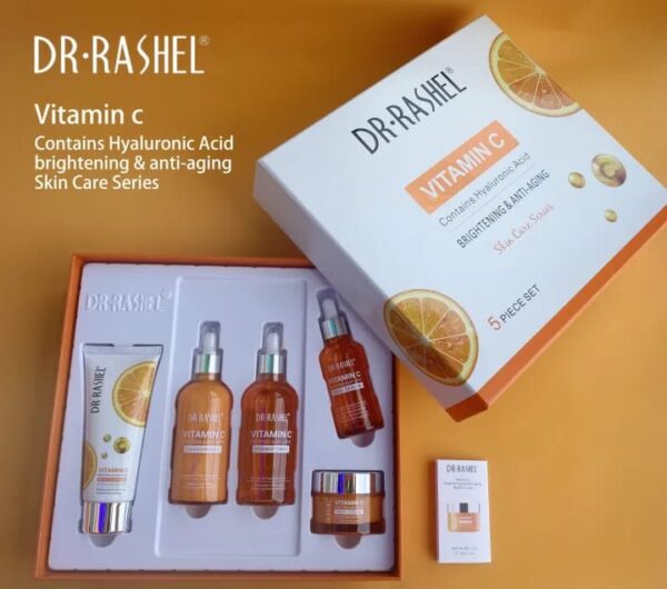 Dr Rashel Vitamin C Skin Care Series , Contains Hyaluronic Acid, Anti Aging and Collagen Essence ( Pack Of 5 Piece Set ) (+ 1 Pcs of  Mask gift) - Image 2