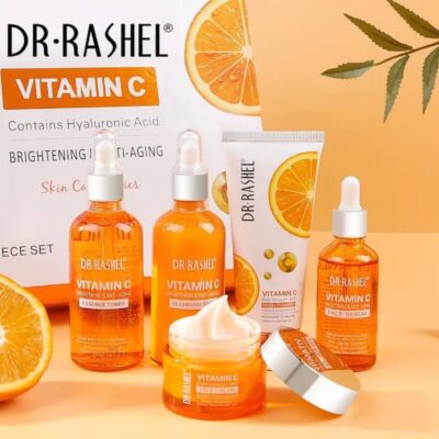 Dr Rashel Vitamin C Skin Care Series , Contains Hyaluronic Acid, Anti Aging and Collagen Essence ( Pack Of 5 Piece Set ) (+ 1 Pcs of  Mask gift)