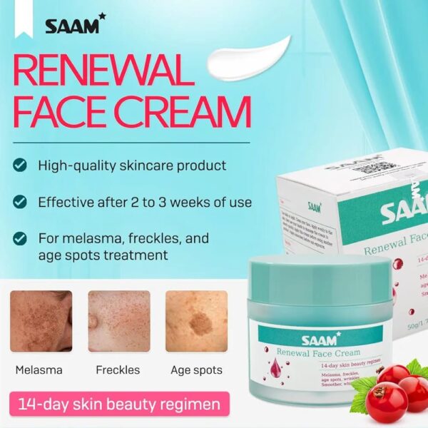 SAAM Renewal Face Cream | Melasma, Freckles, Age Spots & Dark Spots | With Alpha Arbutin and Kojic Acid | - Image 3