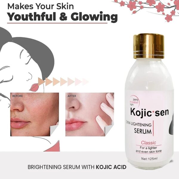 125ml Kojic Sen Whitening Serum Strong Brightening Fade Stubborn Dark Spots and 50g Lightening Face Cream Set For Black Skin - Image 5