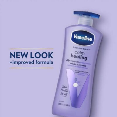 (Original new)Vaseline Intensive Care Calm Healing Body Lotion 4 ct for Dry Skin with Ultra-Hydrating Lipids for Heal and Restore 20.3 oz