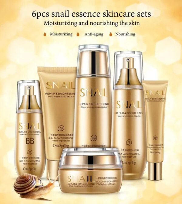(Original)6pcs Snail Anti-aging Skin Care Sets Moisturizing Facial Set Skincare Products - Image 2