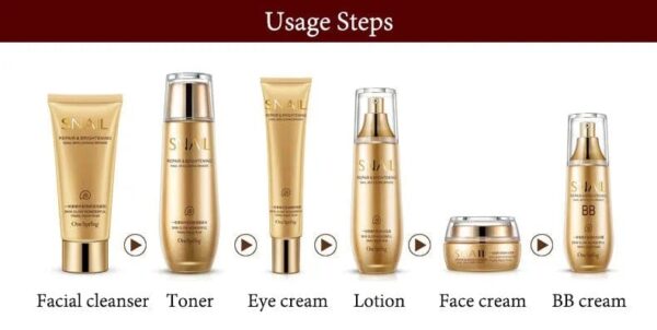 (Original)6pcs Snail Anti-aging Skin Care Sets Moisturizing Facial Set Skincare Products - Image 10