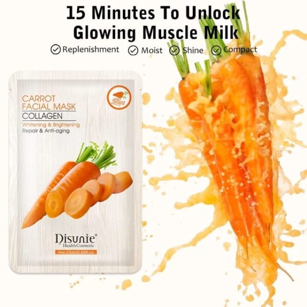 Disunie High Quality Carrot Collagen Facial Sheet Mask - Image 4
