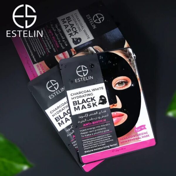 ESTELIN Charcoal White Hydrating Black Mask Fade Dark Spots Remove Black Heads Mask 25g - Image 7