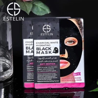 ESTELIN Charcoal White Hydrating Black Mask Fade Dark Spots Remove Black Heads Mask 25g