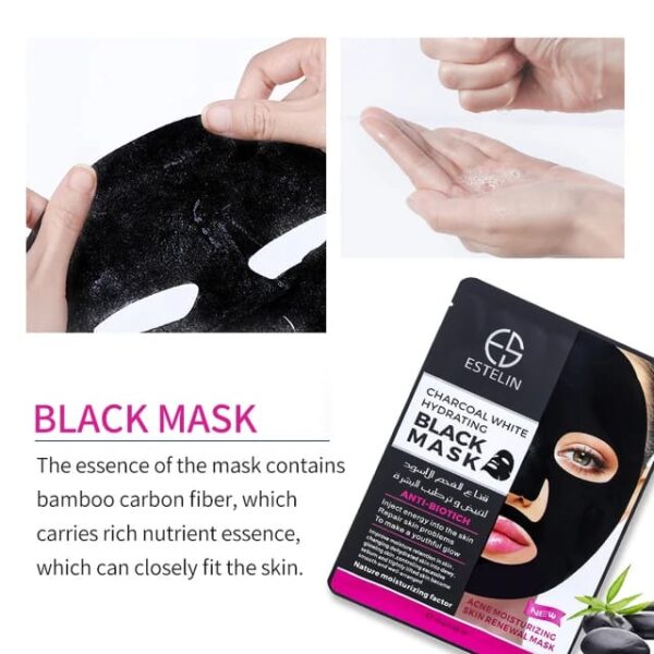 ESTELIN Charcoal White Hydrating Black Mask Fade Dark Spots Remove Black Heads Mask 25g - Image 8