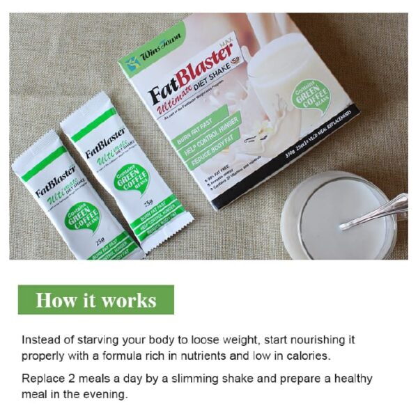Wins Town  Fat Blaster Vanilla Maximum Ultimate Meal Replacement Diet Shake Containing Green Coffee Beans - Image 3