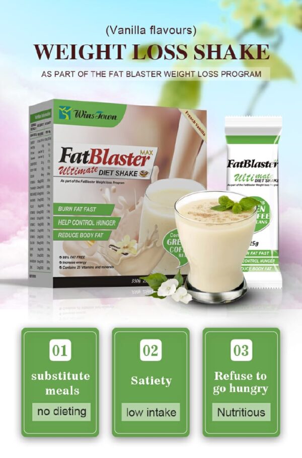 Wins Town  Fat Blaster Vanilla Maximum Ultimate Meal Replacement Diet Shake Containing Green Coffee Beans - Image 4