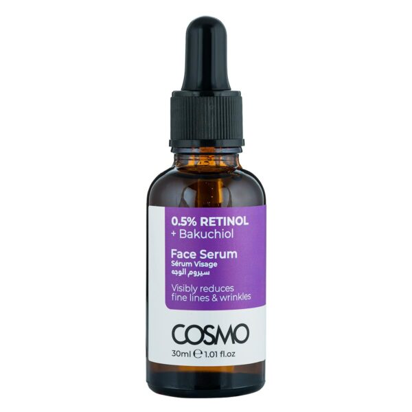 (Original)COSMO DESIGNS 0.5% Retinol + Bakuchiol Visibly  Face Serum 30ml - Image 2