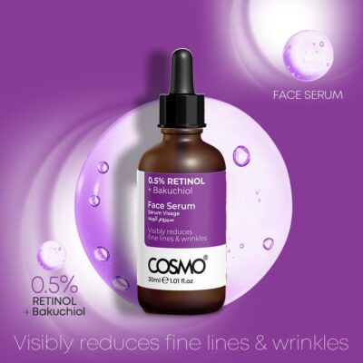 (Original)COSMO DESIGNS 0.5% Retinol + Bakuchiol Visibly  Face Serum 30ml