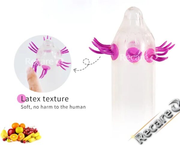 Condom with antennae Recare Monster Raspberry Zee 1pc (spikes) - Image 3
