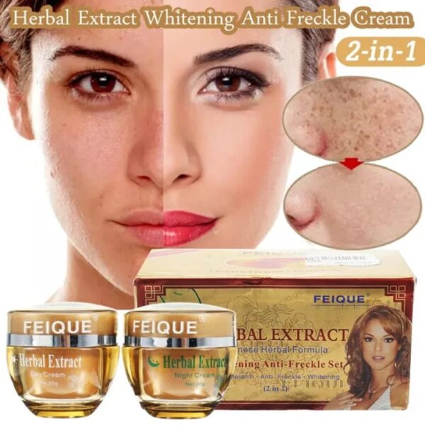 Original FEIQUE Herbal Extract Whitening Anti Freckle Cream 2 in 1 Set - Image 4