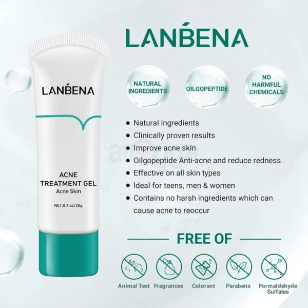 (New orignal)Lanbena Acne Treatment Gel Facial cleansing gel with tea tree extract. 20g. - Image 6